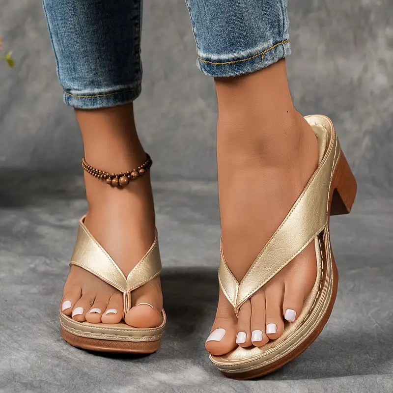 Cyra - Orthopädische Slipper mit Absatz Gold
