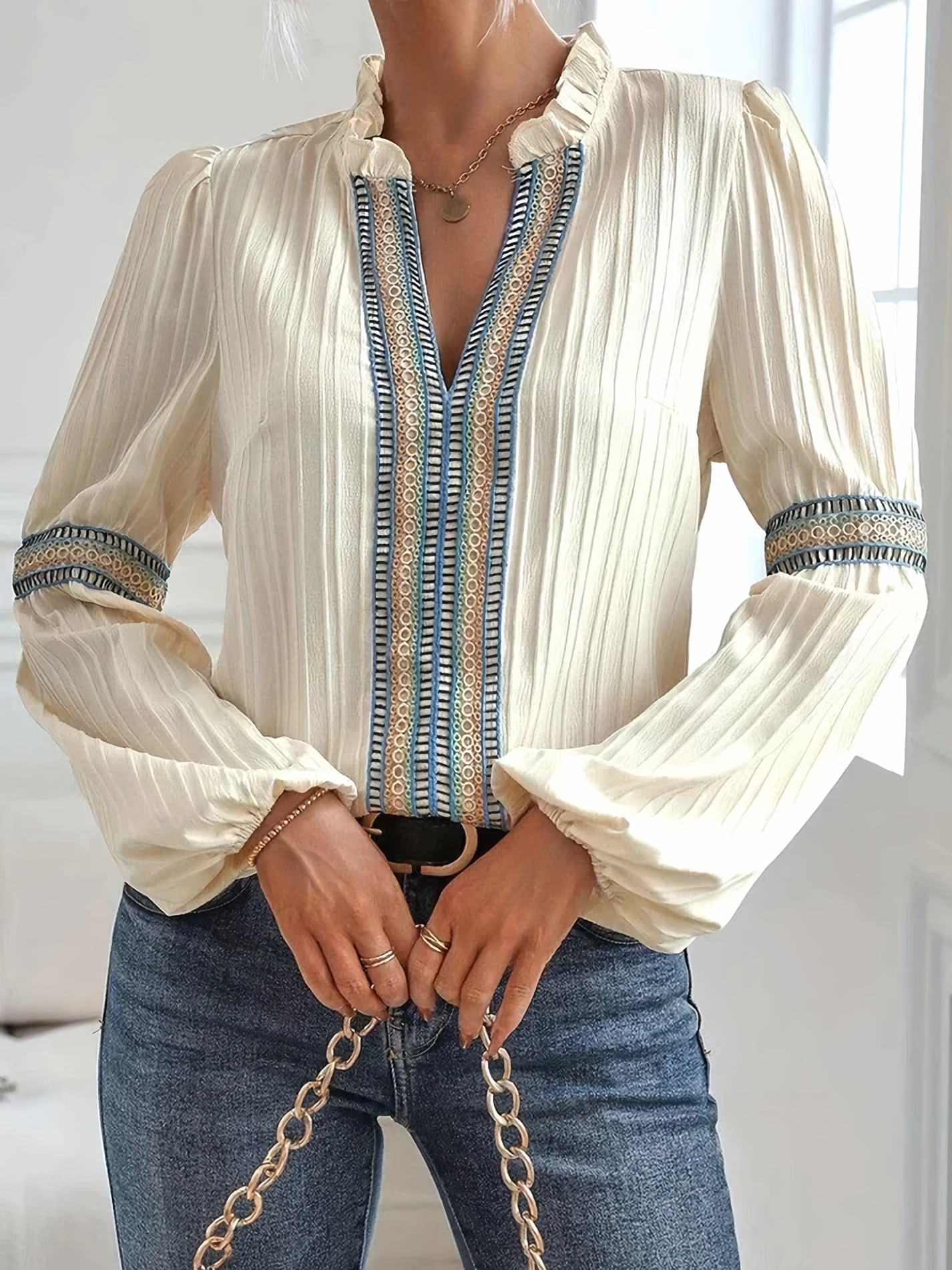 Cyvanna - Vintage Bluse mit Rüschen  Romantischer Retro Charme