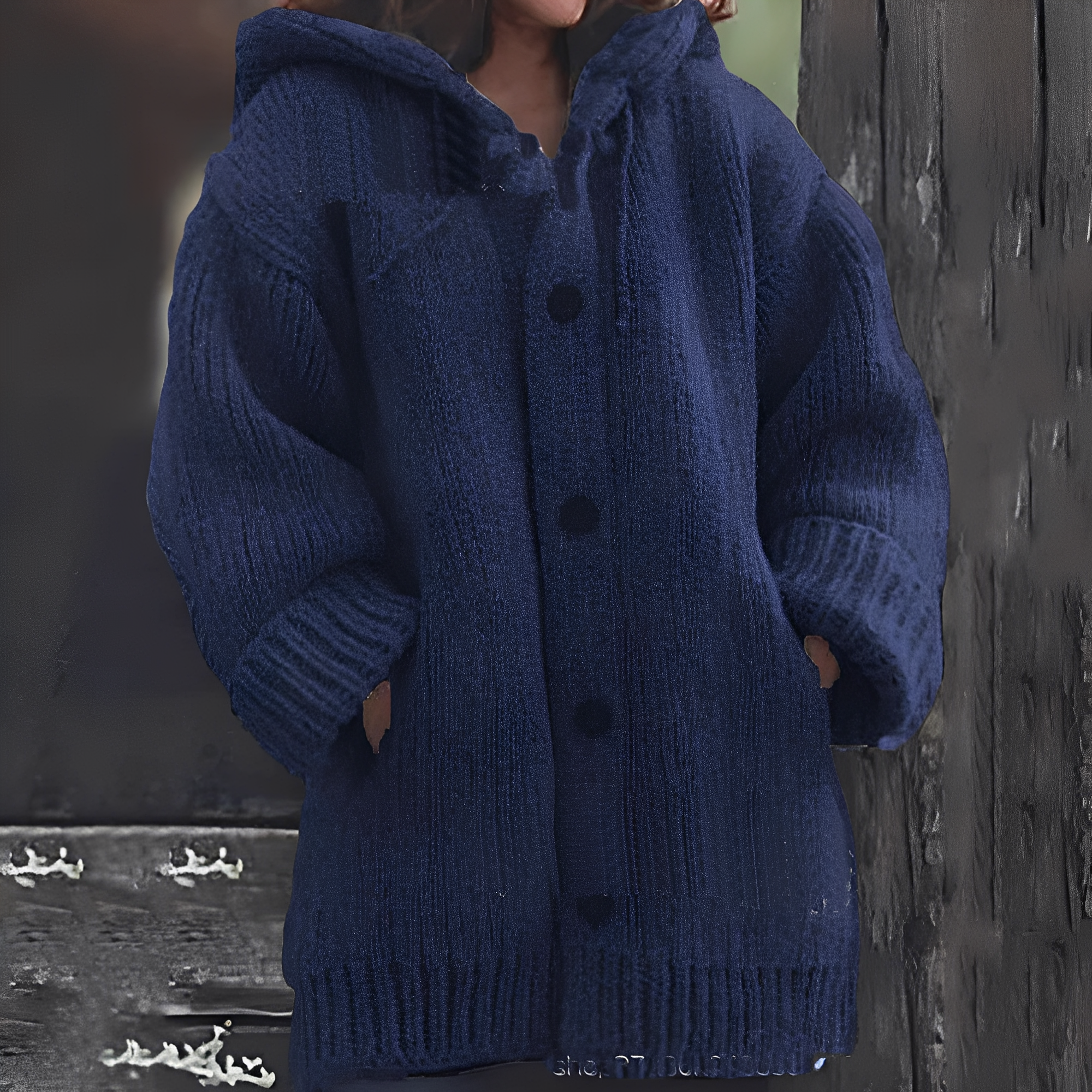 Dagmar - Bequeme Kapuzen-Strickjacke für Damen Marineblau