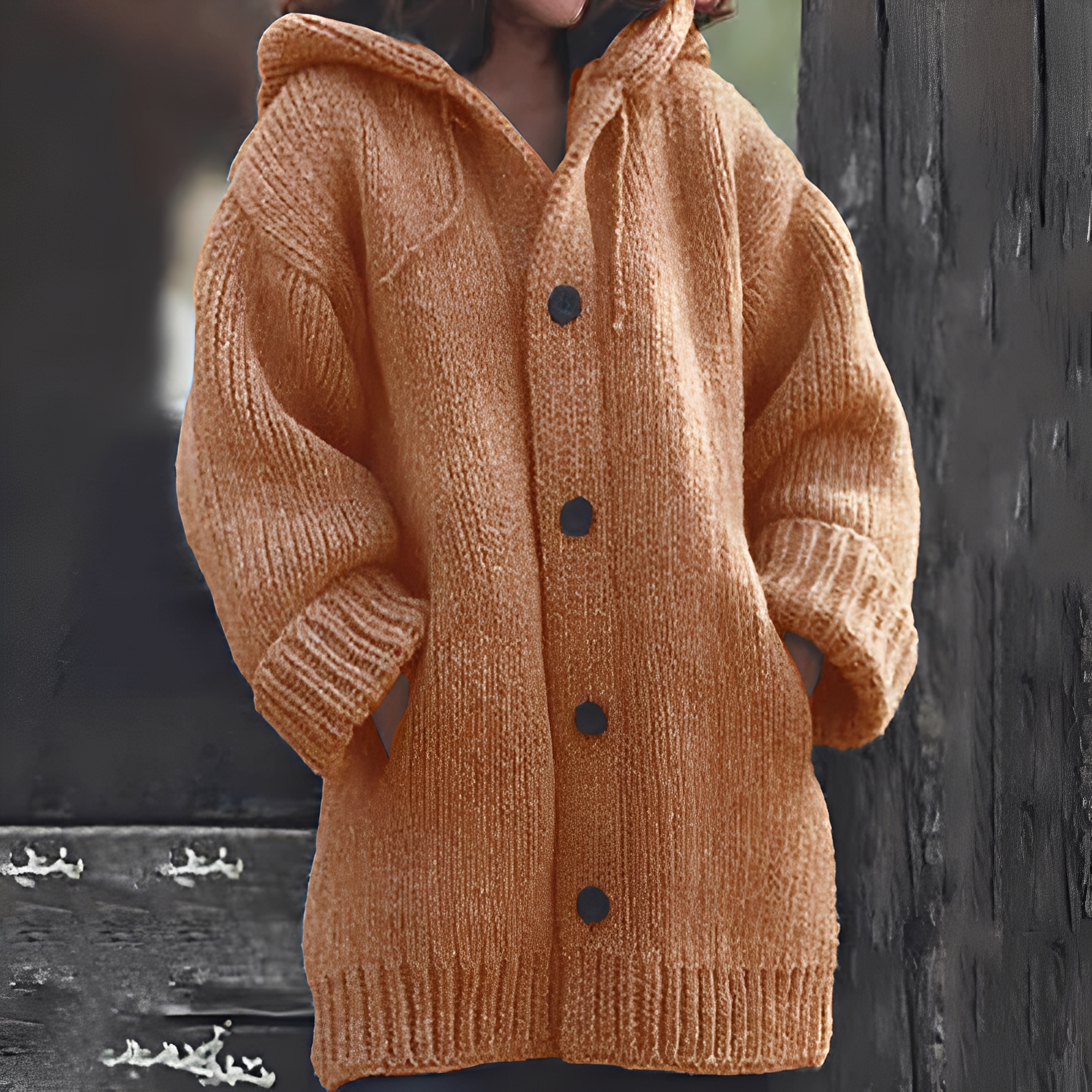 Dagmar - Bequeme Kapuzen-Strickjacke für Damen Orange