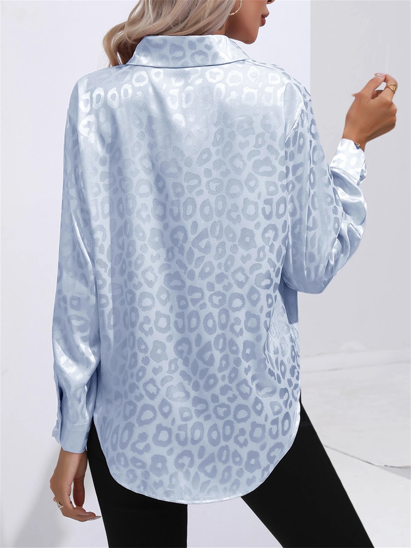 Blandine - Damen Leopard Hemd Langarm