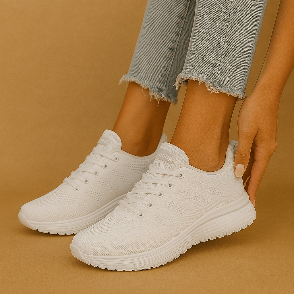 Hanna – Damen Sneaker Atmungsaktiv Textil 4 cm Sohle