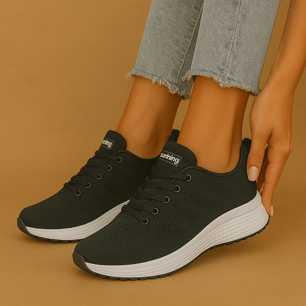 Hanna – Damen Sneaker Atmungsaktiv Textil 4 cm Sohle