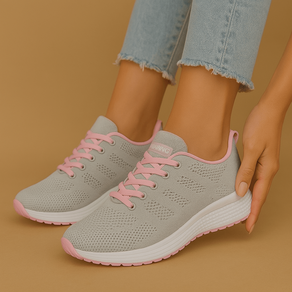 Hanna – Damen Sneaker Atmungsaktiv Textil 4 cm Sohle