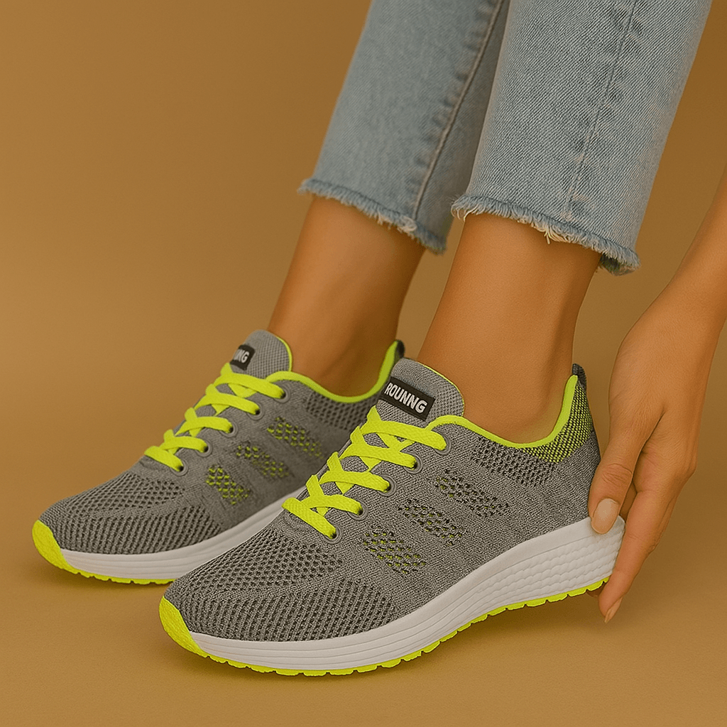 Hanna – Damen Sneaker Atmungsaktiv Textil 4 cm Sohle