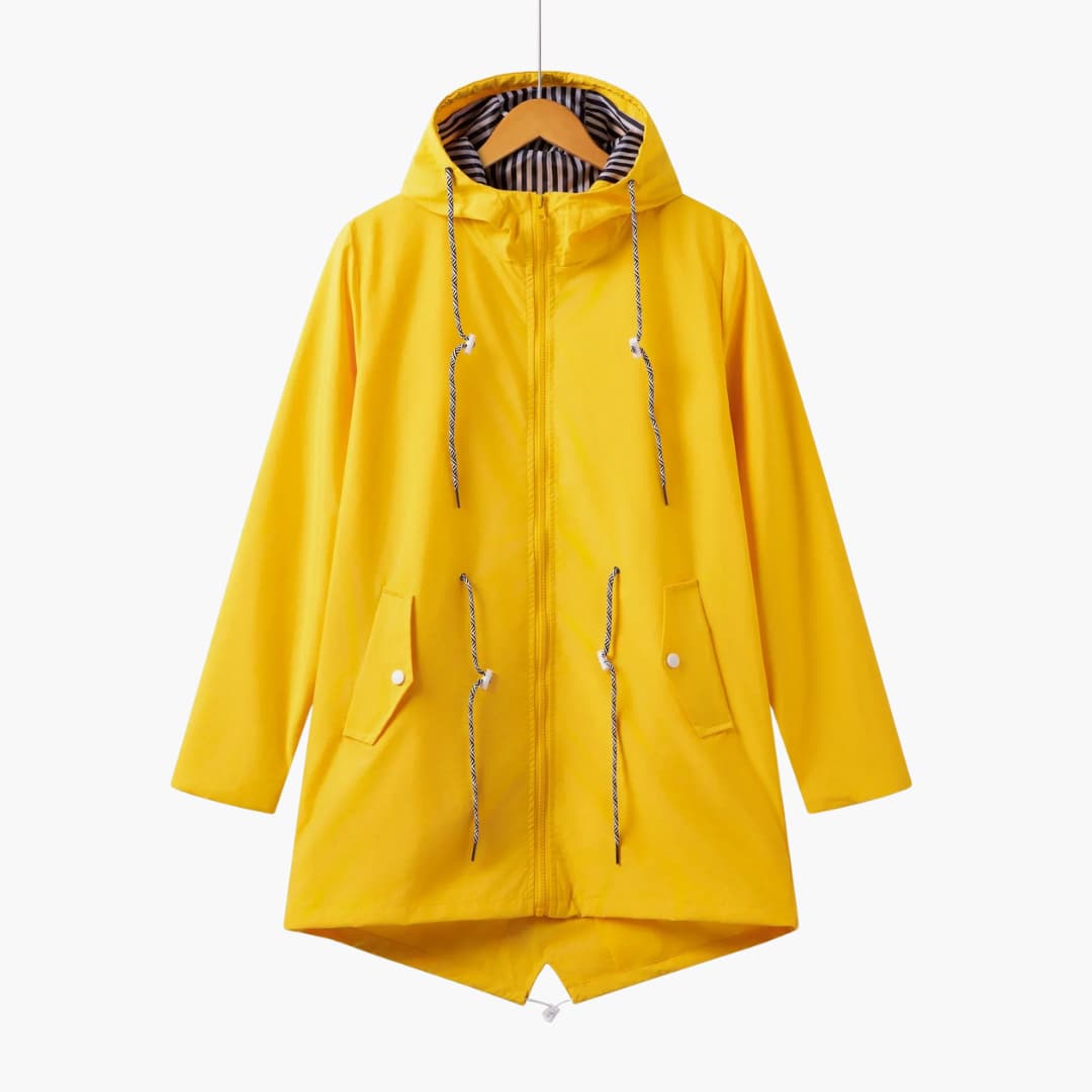 Ramona – Damen Trenchcoat Mit Kapuze Und Taschen