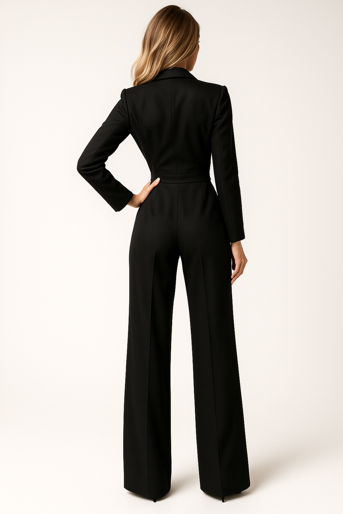 Emma - Damen Jumpsuit V-Ausschnitt Weites Bein Elegant