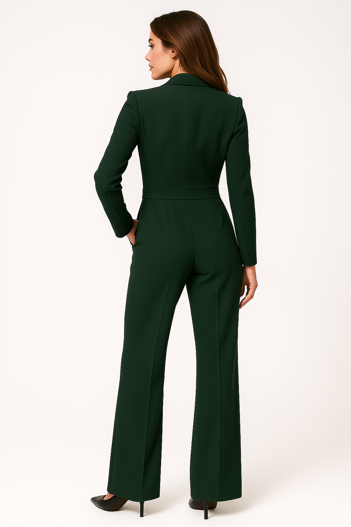 Emma - Damen Jumpsuit V-Ausschnitt Weites Bein Elegant