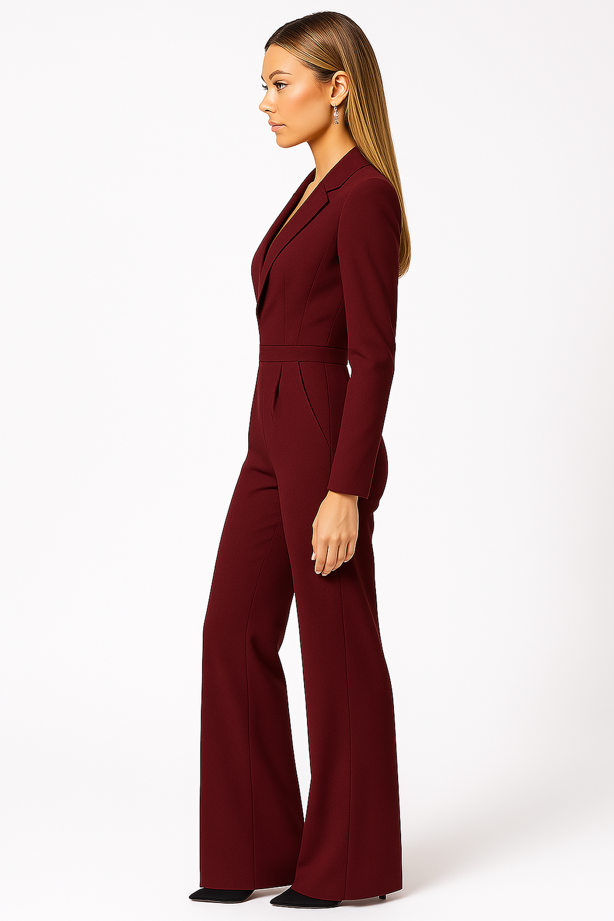 Emma - Damen Jumpsuit V-Ausschnitt Weites Bein Elegant