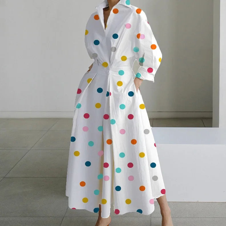 Debora - Sommerkleid Mit V Ausschnitt Für Damen Dot WeiB