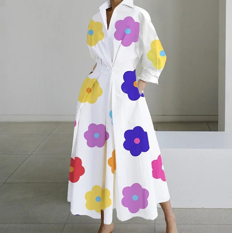 Debora - Sommerkleid Mit V Ausschnitt Für Damen Floral WeiB 1