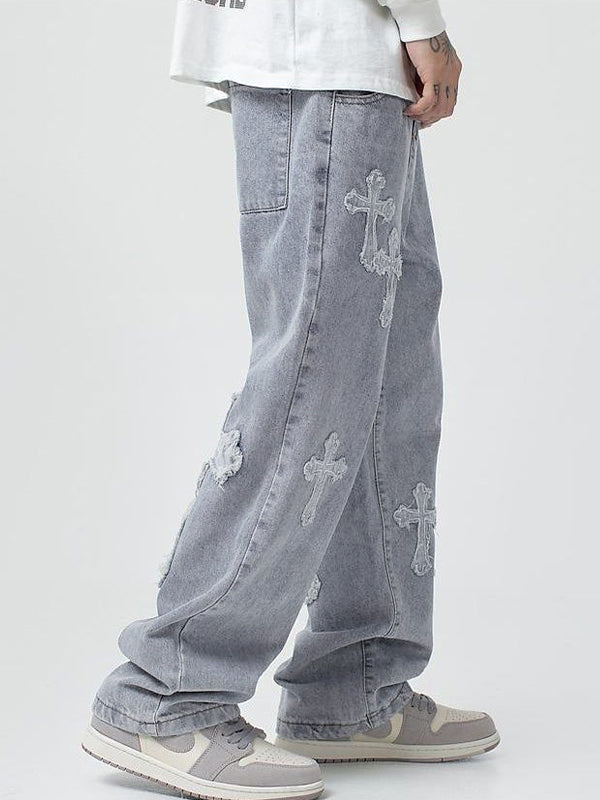 Denzil – Estes Patch-Hose mit Kreuzdetails Grau 2