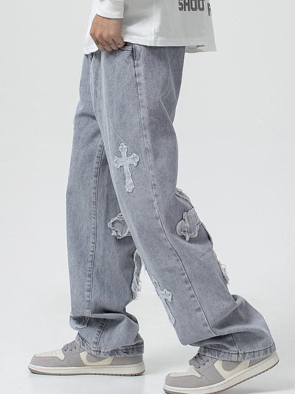 Denzil – Estes Patch-Hose mit Kreuzdetails Grau 3