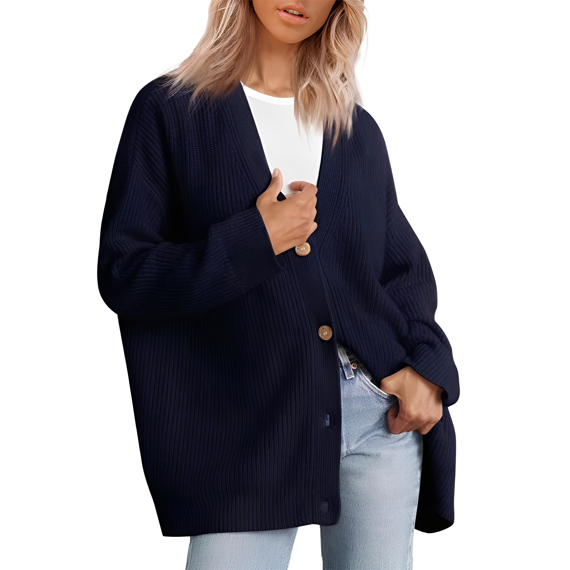 Desiree - Lockerer Oversize-Cardigan für Damen Dunkelblau
