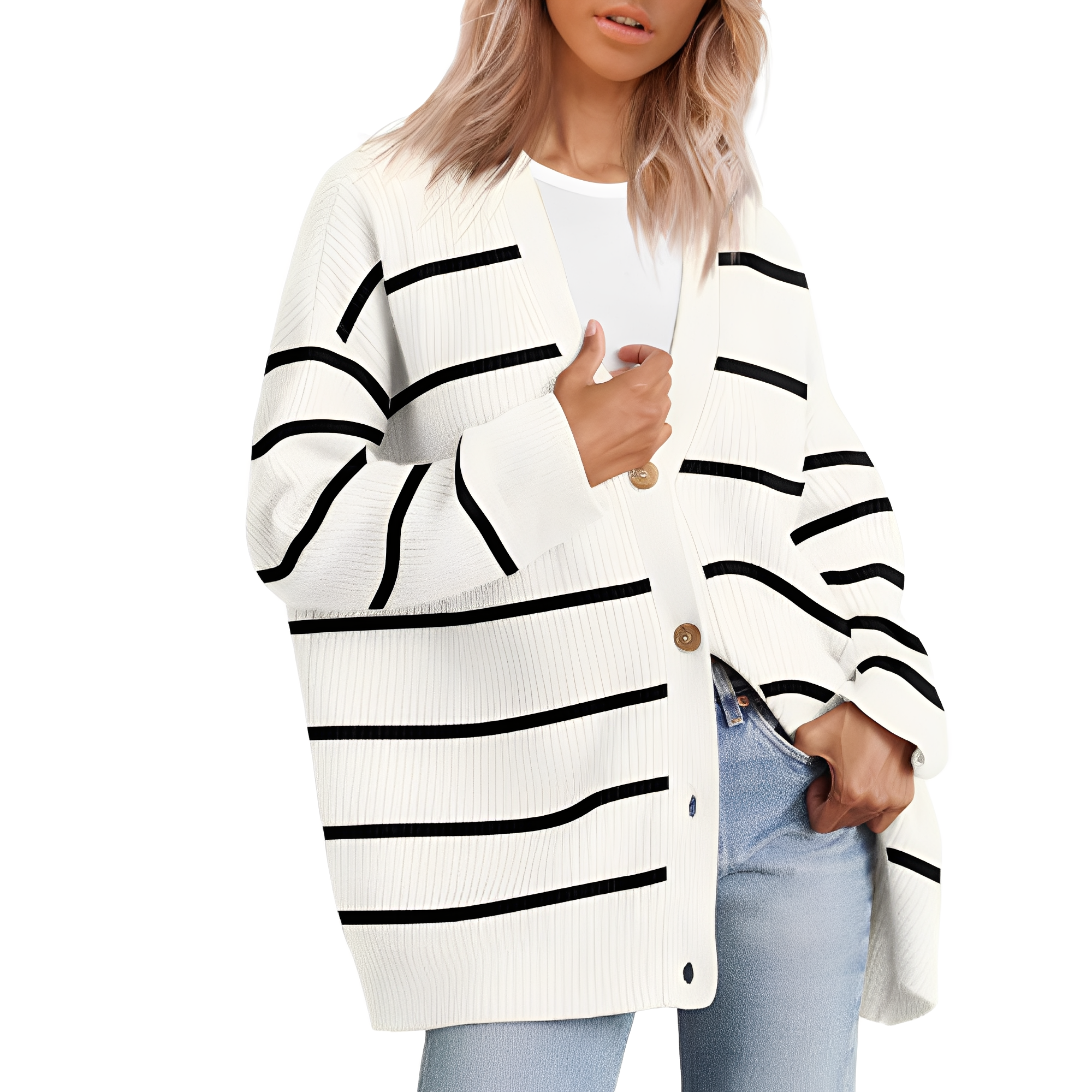 Desiree - Lockerer Oversize-Cardigan für Damen Weiß 