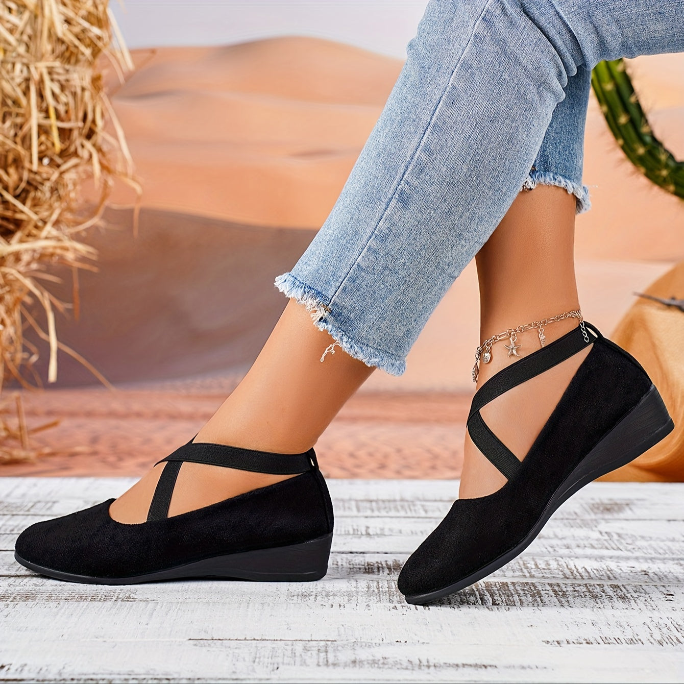 Diana - Damen Freizeitschuhe Mit Keilabsatz Schwarz 1