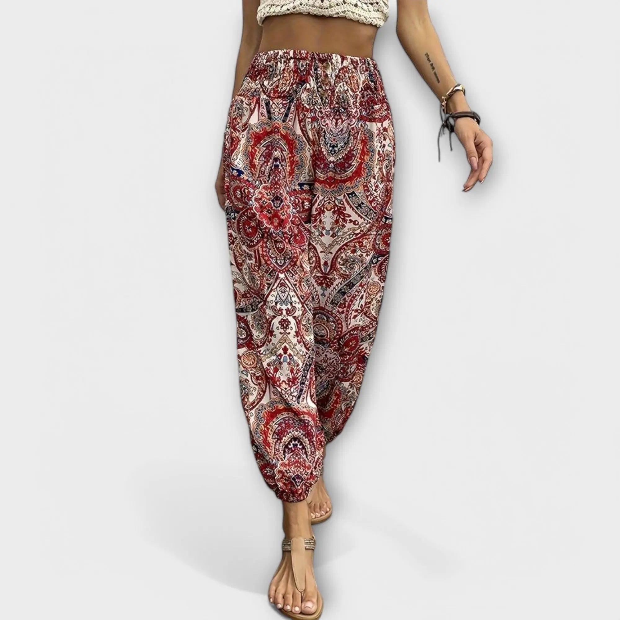 Dilia – Weite Hose mit Ethno-Muster Rot