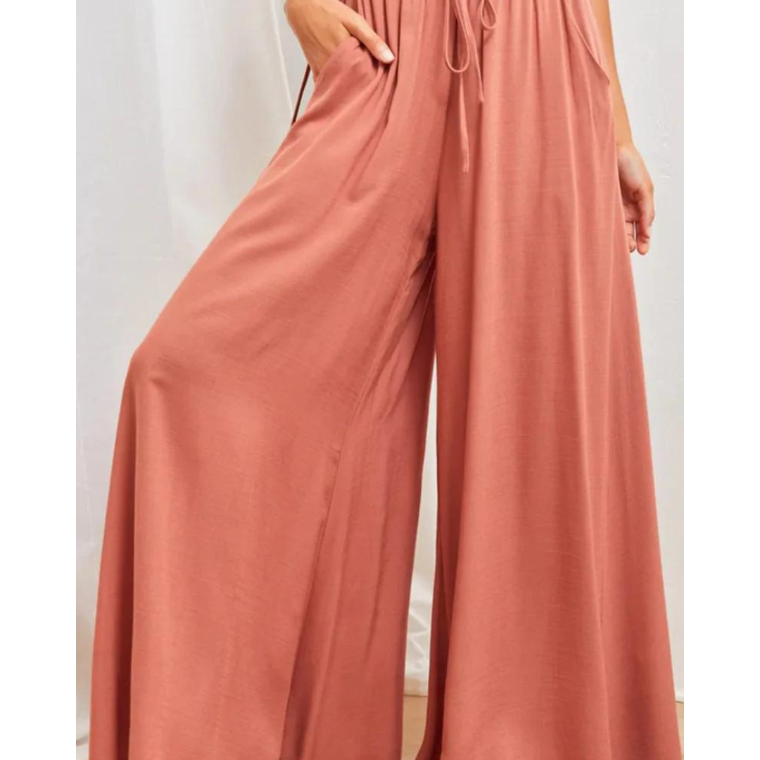 Dominika - Lockere Hose Mit Weitem Bein Für Damen Sommer Rot