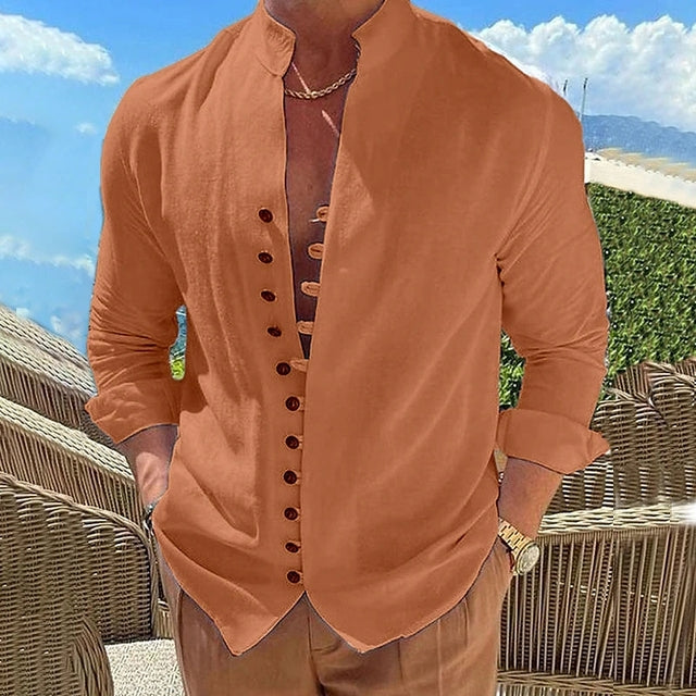 Dominikus – Herren Shirt mit besonderer Knopfleiste Rost
