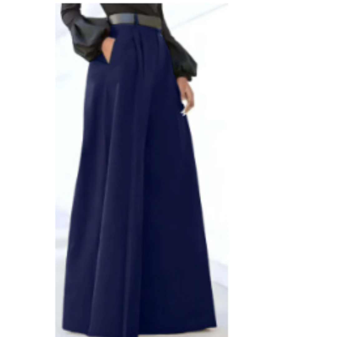 Dorrit - Damenhose Mit Hoher Taille Weites Bein Blau