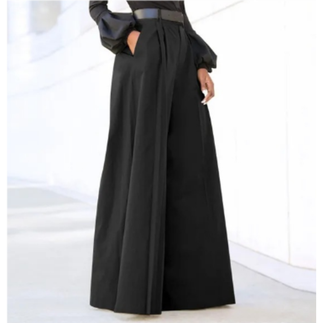 Dorrit - Damenhose Mit Hoher Taille Weites Bein Schwarz