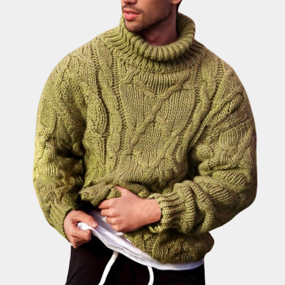 Drago - Strickpullover Chunky Rollkragenpullover Herren Hellgrün