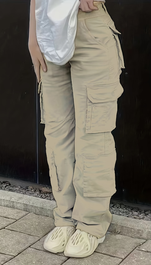 Dunja - Verstellbare Cargo Hosen Beige