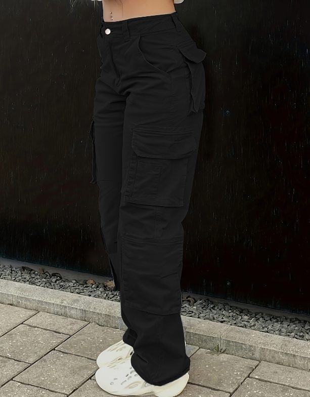 Dunja - Verstellbare Cargo Hosen Schwarz