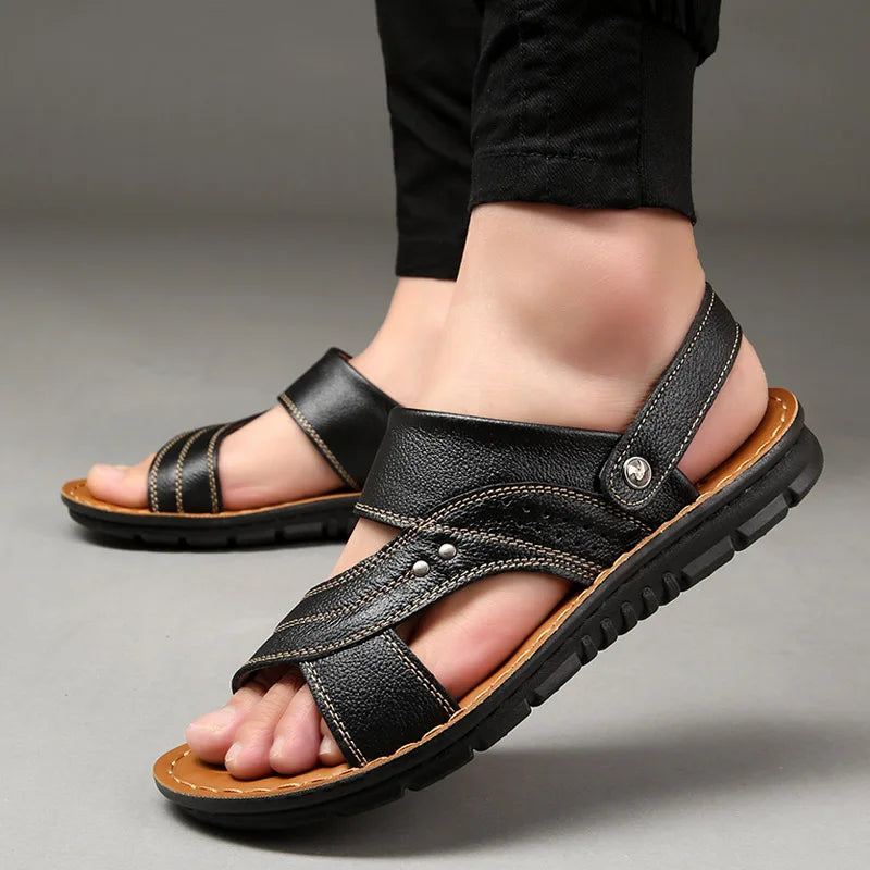 Eiden - Bequeme Herren Leder Sandalen für entspannte Tage Schwarz 3