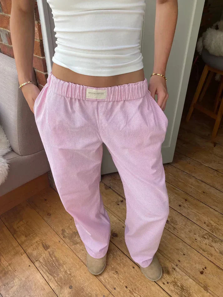 Eilika - Damen Weite Freizeithose Baggy Hellrosa