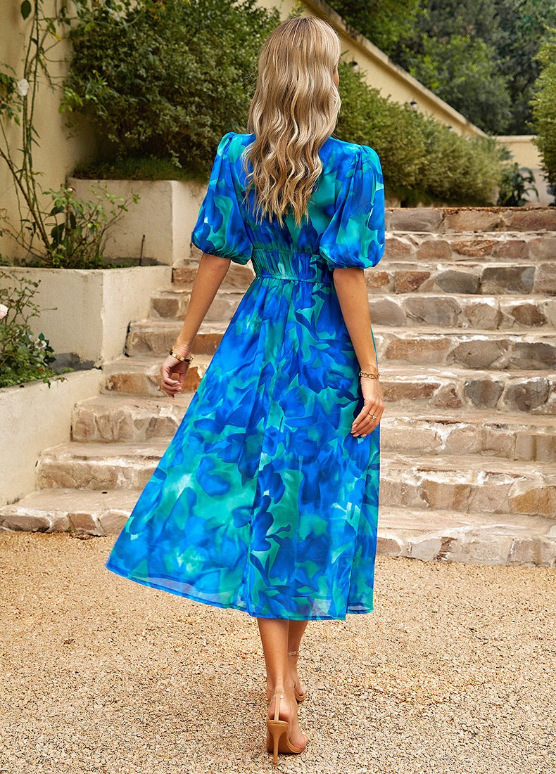 Elenora - Elegantes und Bequemes Sommerkleid Blau 2