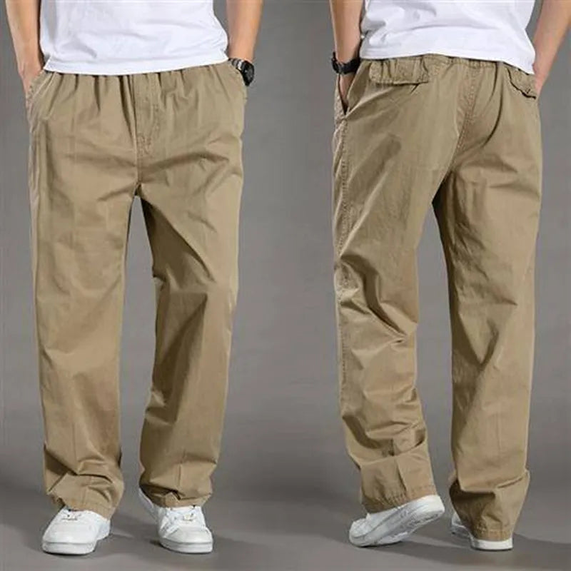 Elias - Herren Sommerhosen mit geradem Schnitt und Taschen Khaki