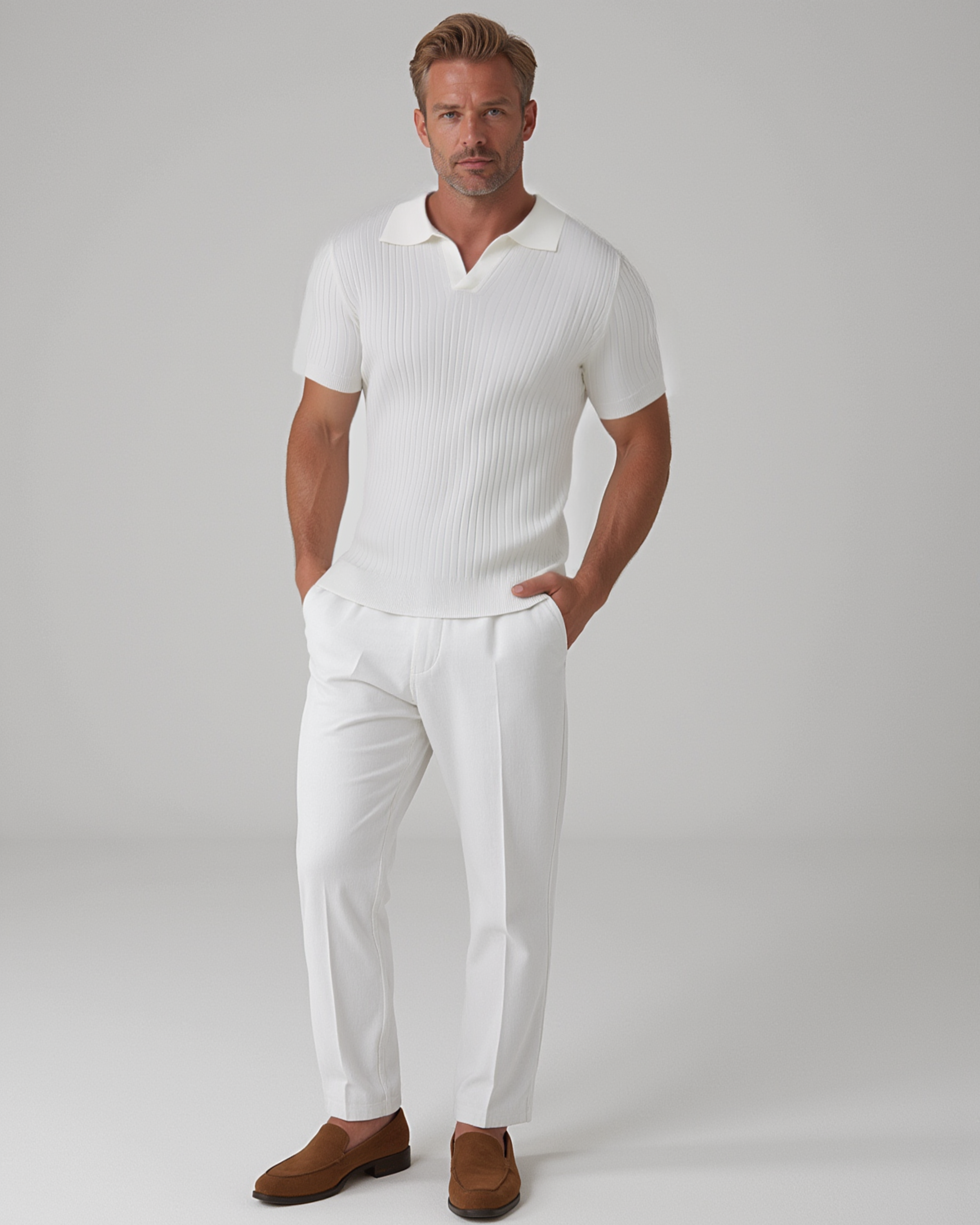 Elias – Geripptes Poloshirt Herren Kurzarm Sommer Casual 2