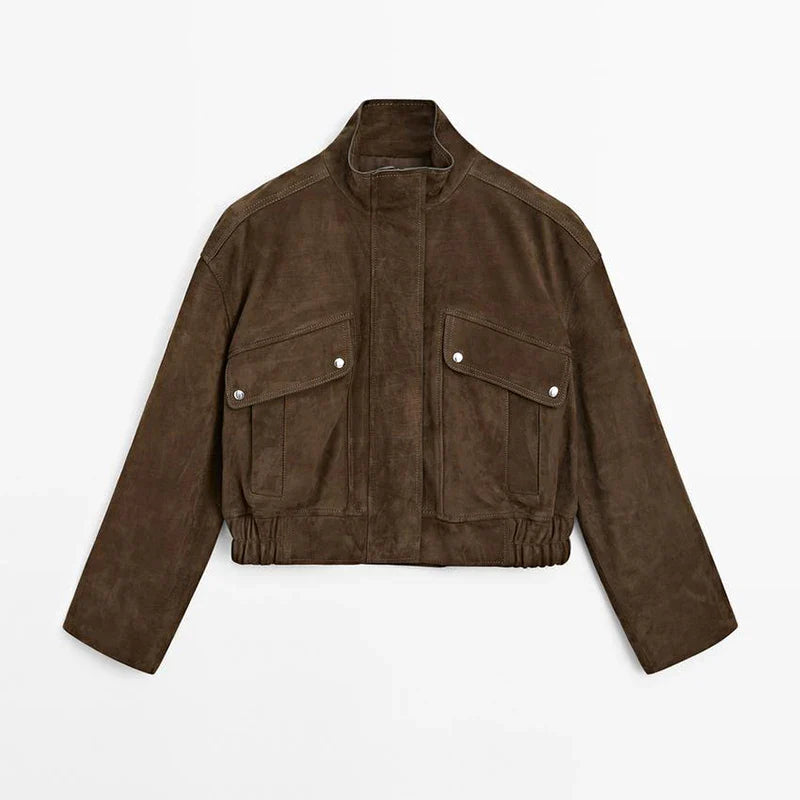 Elke - Wildlederjacke Damen Elegant Herbst Chic s Braun auf Lager  