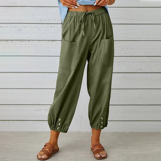 Emerenzia - Damen Weite Freizeithose  Sommer Dunkelgrau