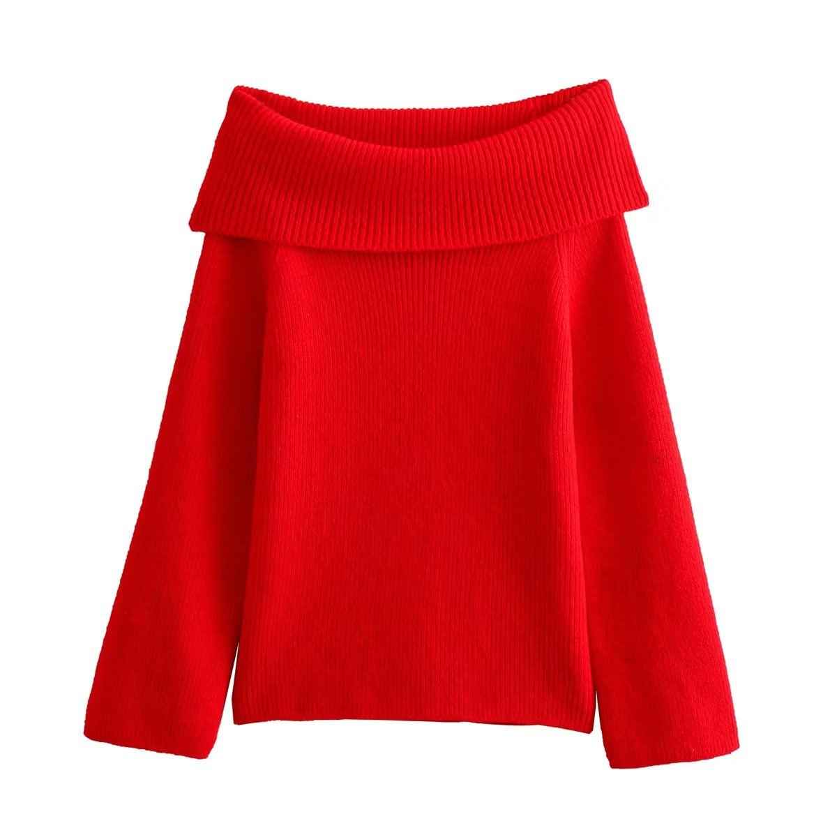 Emilie - Schulterfreier Pullover Damen Elegant Chic Rot
