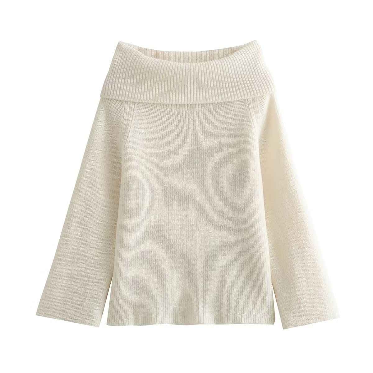 Emilie - Schulterfreier Pullover Damen Elegant Chic Weiß