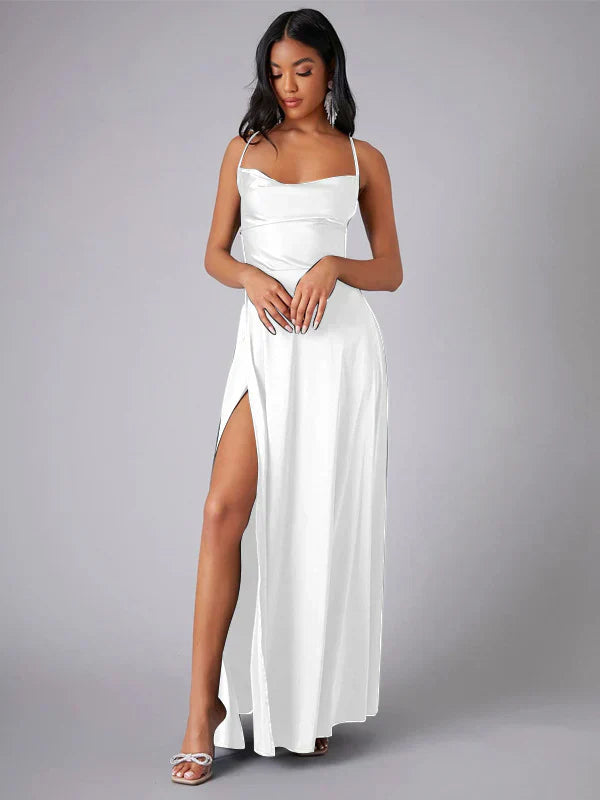 Emilie – Ärmelloses Sommer-Maxikleid mit Beinschlitz Weiß