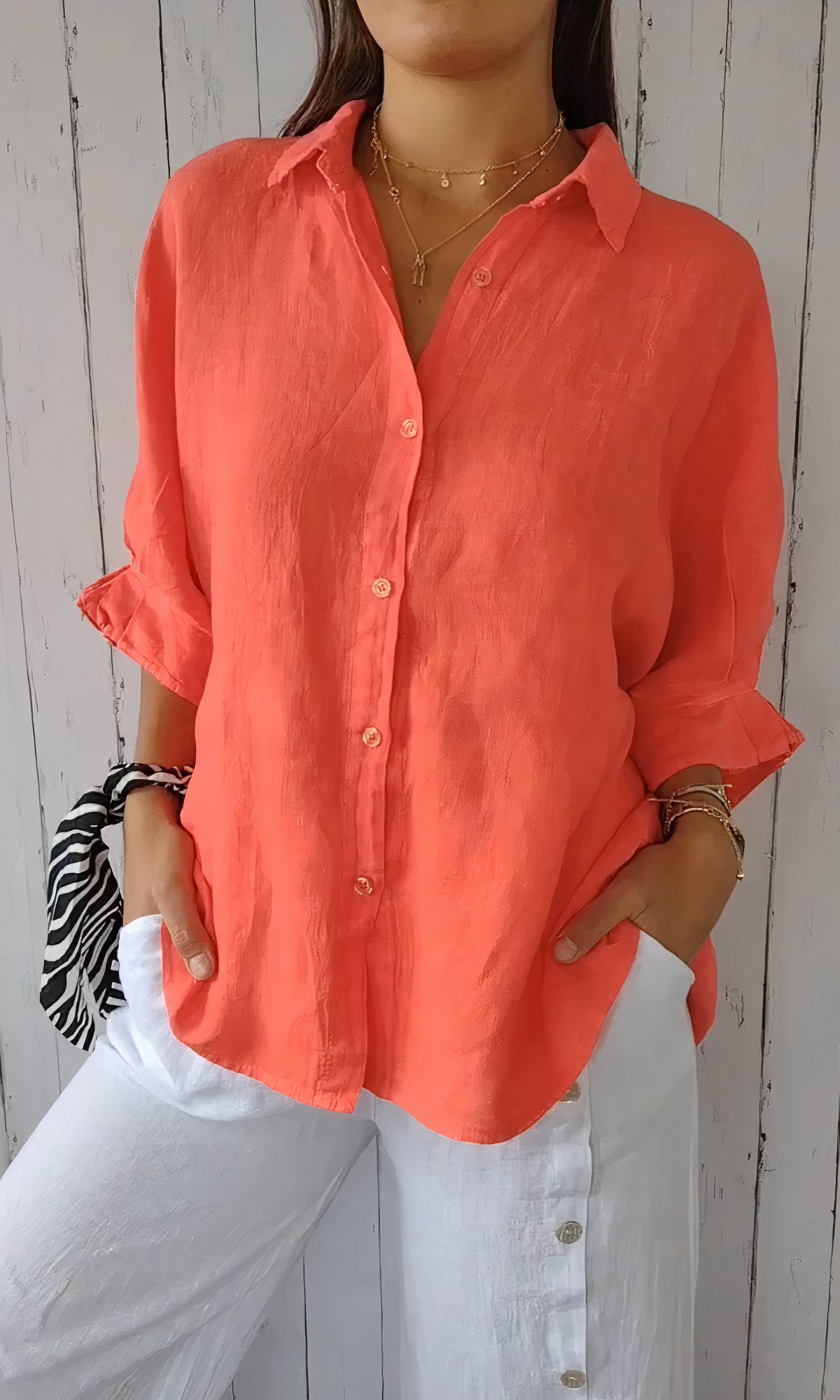 Emina - Elegante Sommerbluse Orange