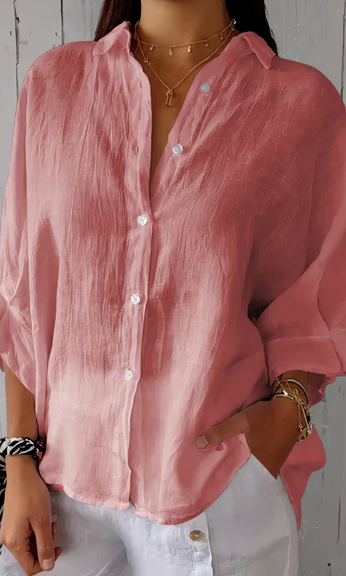 Emina - Elegante Sommerbluse Rosa