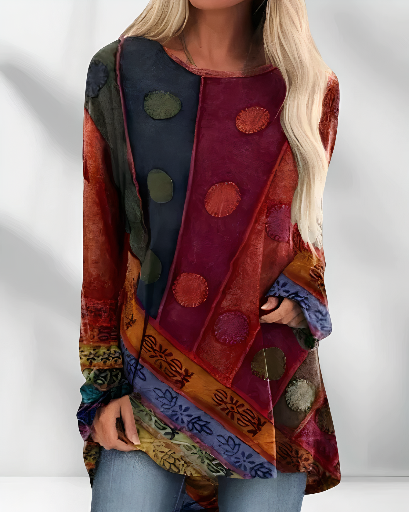 Emma - Bluse mit Ethnodruck für Damen Rot