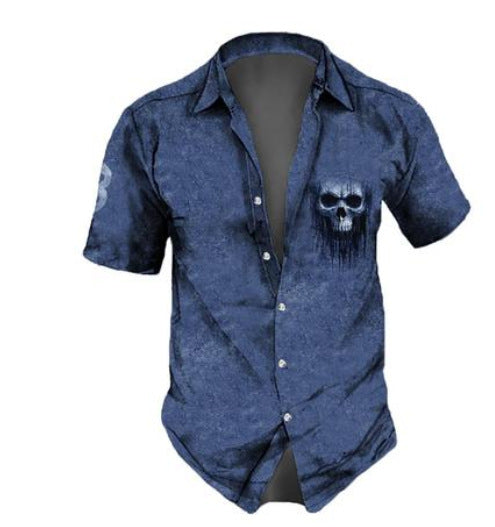 Emre – Bedrucktes Herrenhemd für Freizeitkleidung Marineblau