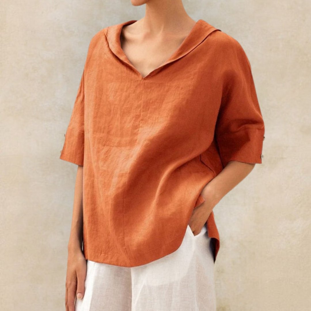 Ermelinde - Elegantes Leinenhemd für den Sommer Orange