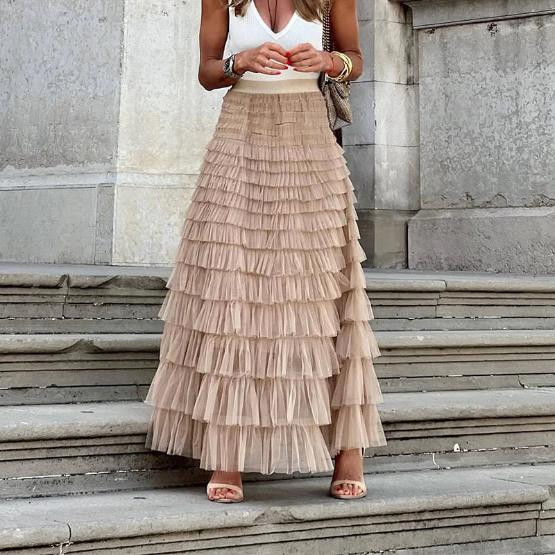 Esperanza – Luftiger Damen-Maxirock mit Eleganz Khaki