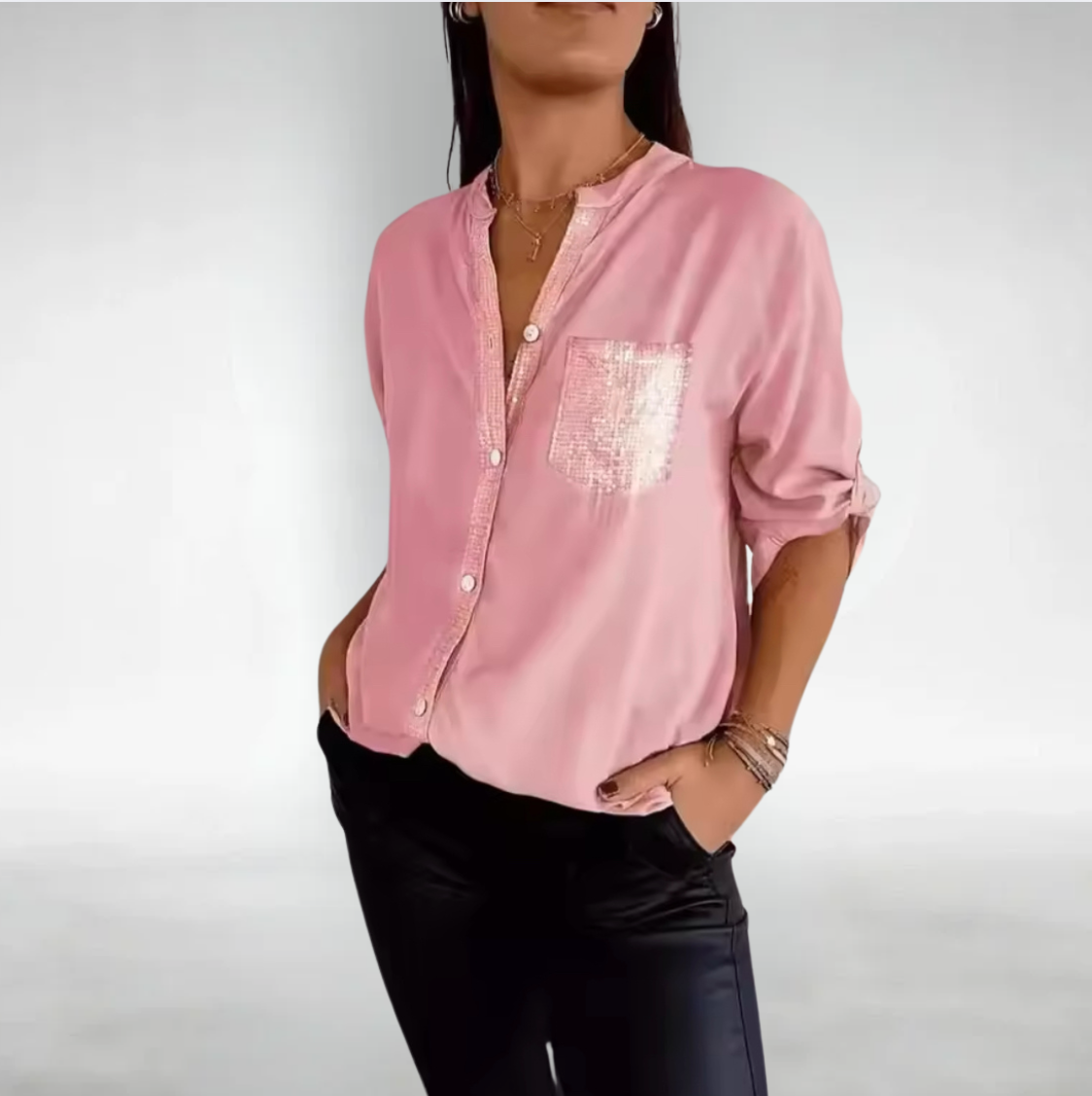 Evelina- Puck Patchwork Bluse Rosa