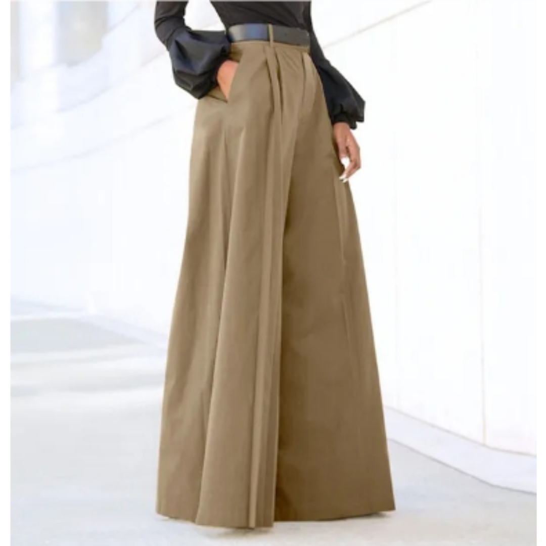 Evelina – Sommerhose für Damen mit weitem Bein Beige