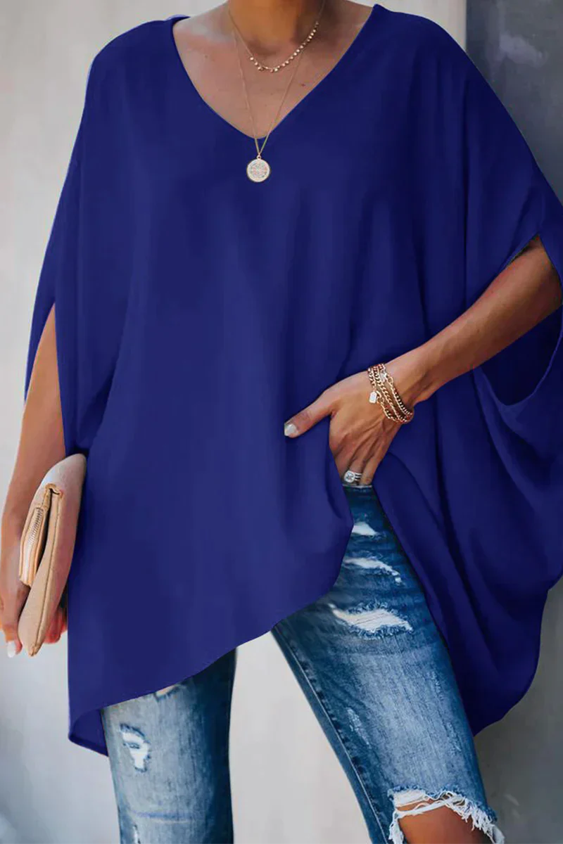 Evelyn - Elegante weite Damen Bluse für den Sommer Blau