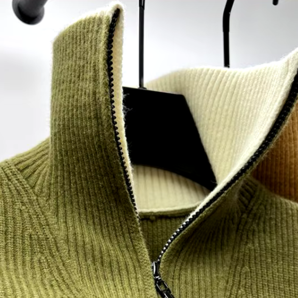 Axel – Herren Stehkragenpullover mit Reißverschluss – Sportlich & Modern