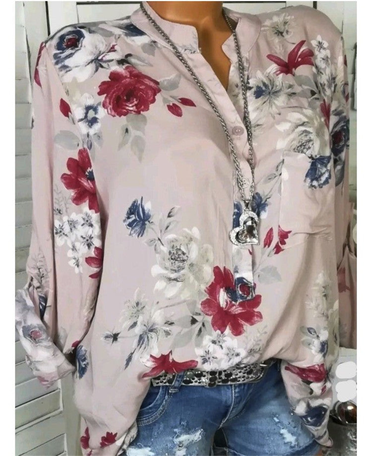 Faria – Langärmlige Damenbluse mit Print Rosa