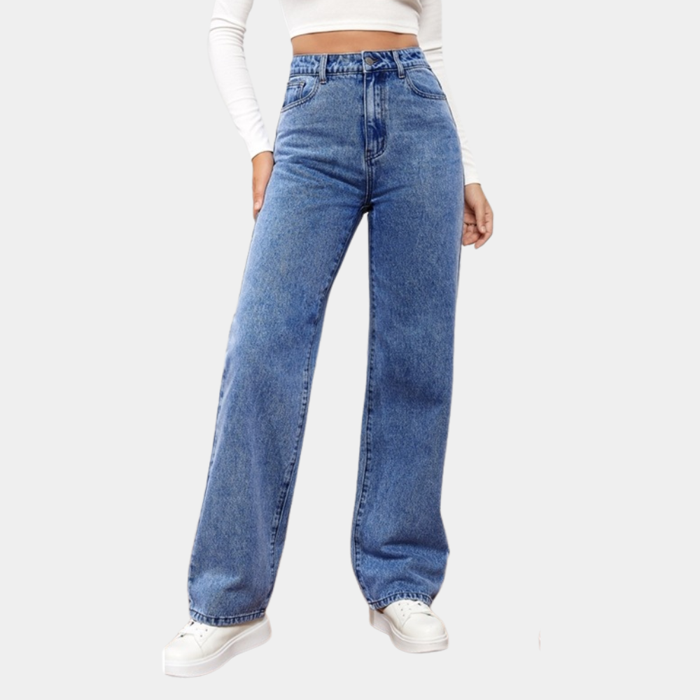 Fayra - Hochtaillierte Jeans mit geradem Bein Dunkelblau 2